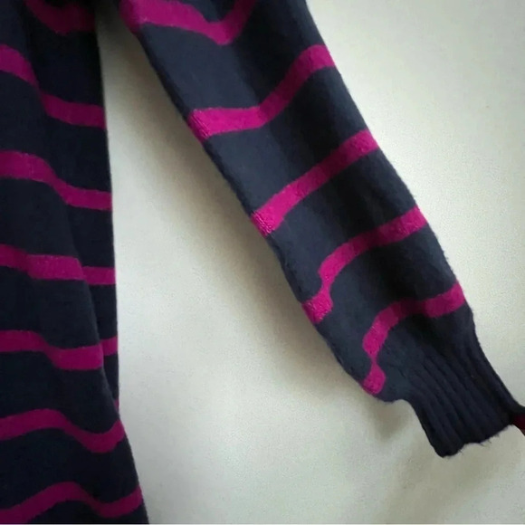 NEW ANN TAYLOR LOFT NAVY BLUE PINK STRIPED LONGLINE CARDIGAN SWEATER MIDI DRESS - Picture 11 of 15